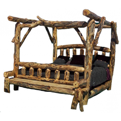 Aspen Log Canopy bed