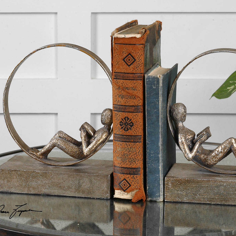 Lounging Reader, Bookends, S/2 19596