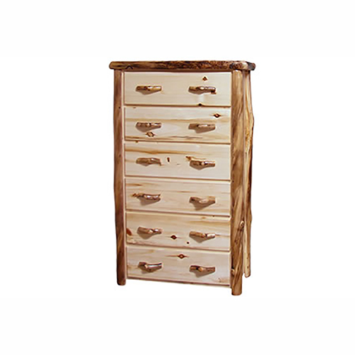 aspen log 6 drawer chest