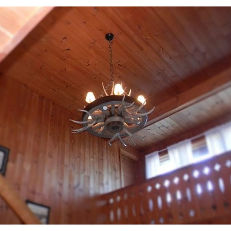 Wagon Wheel Mule Deer Antler Chandelier | The Refuge Lifestyle