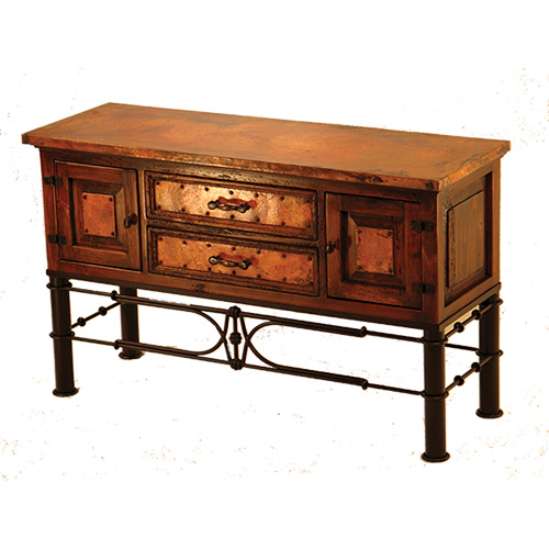 Francisco Copper sofa table with Pablo Base